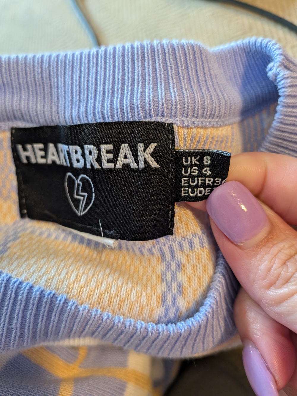 Heartbreak Lilac Plaid Crewneck Sweater - Picture 2 of 7